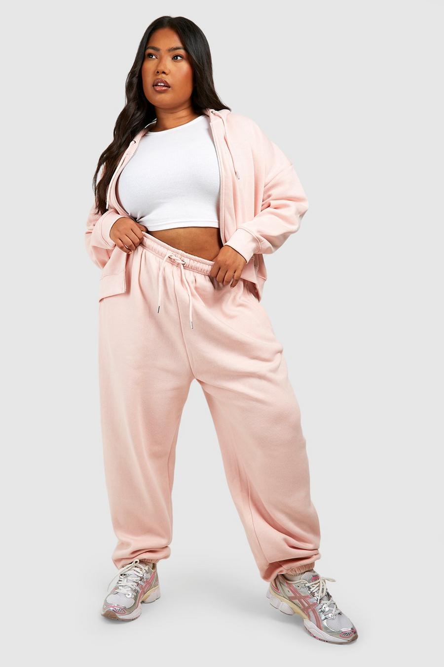 Pantaloni tuta Plus Size oversize con polsini alle caviglie, Pink image number 1