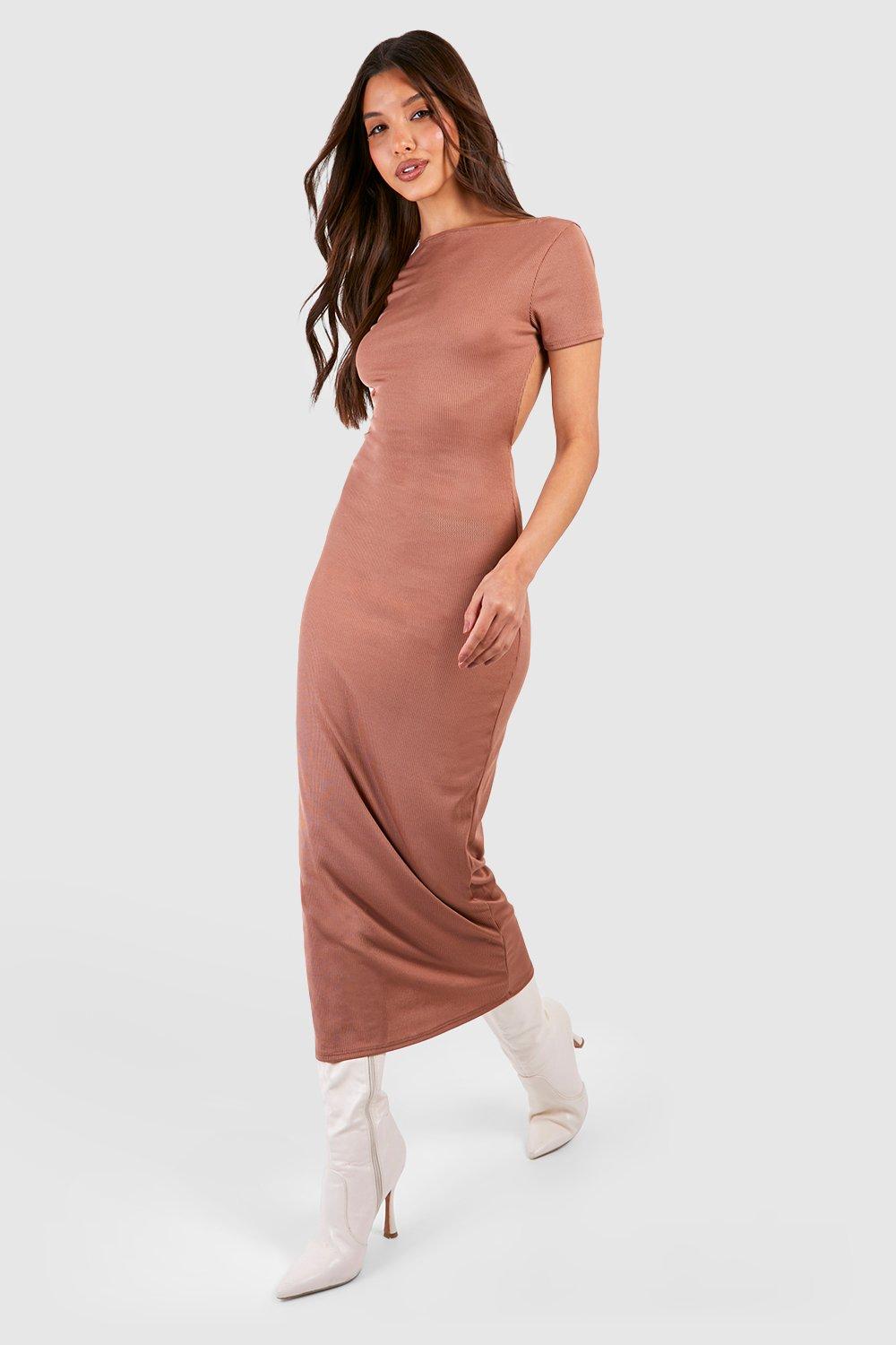 Ribbed Open Back Midaxi Dress