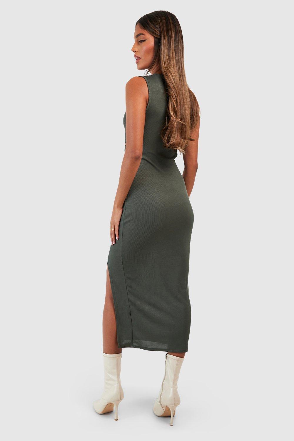 Olive green sleeveless on sale dress