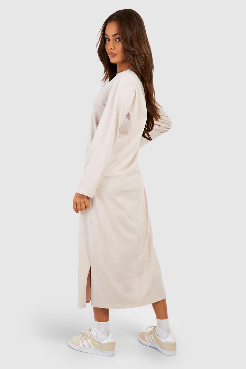 Oversized Long Sleeve Midaxi T-shirt Dress