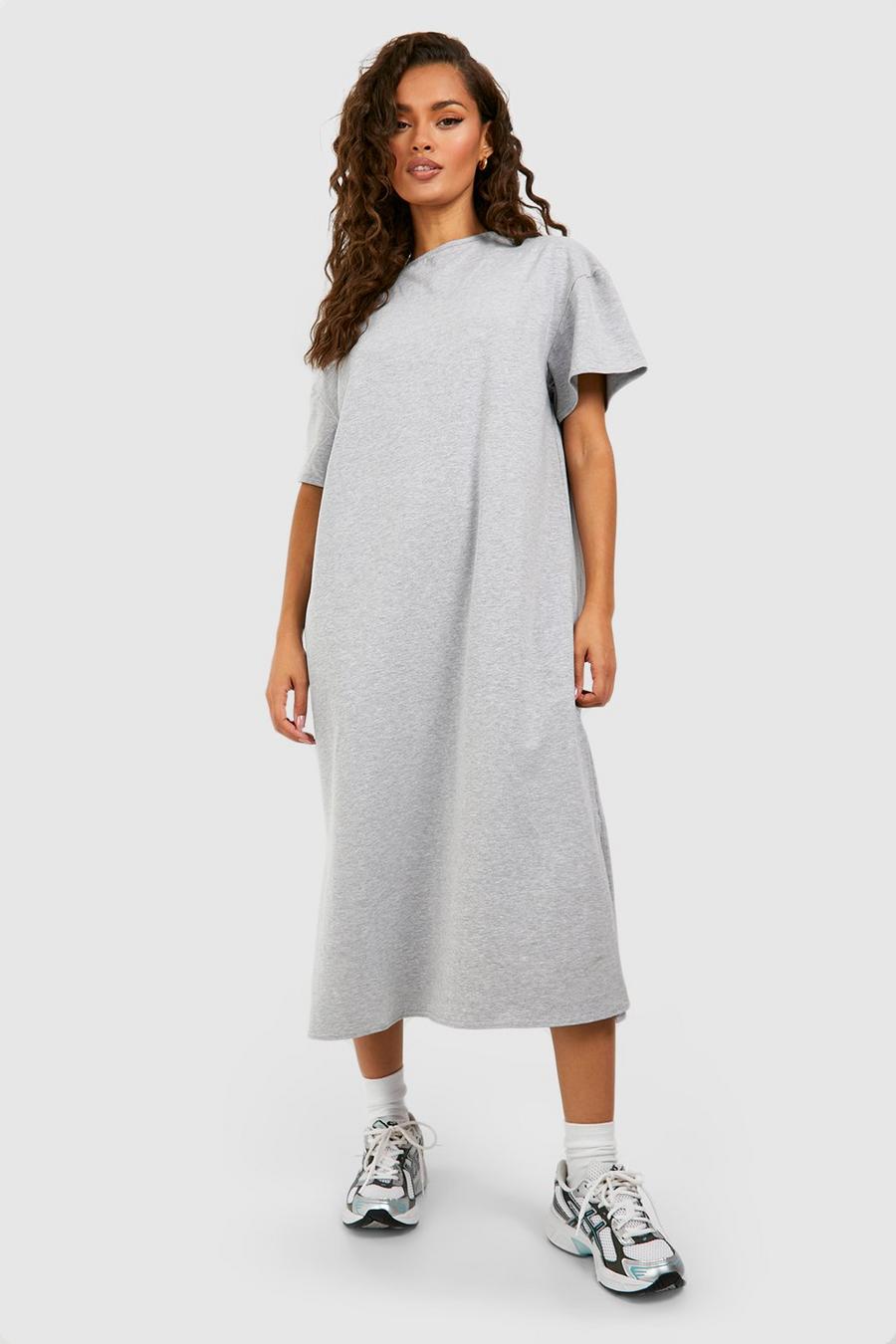 Grey marl Oversized Midaxi T-shirt Dress