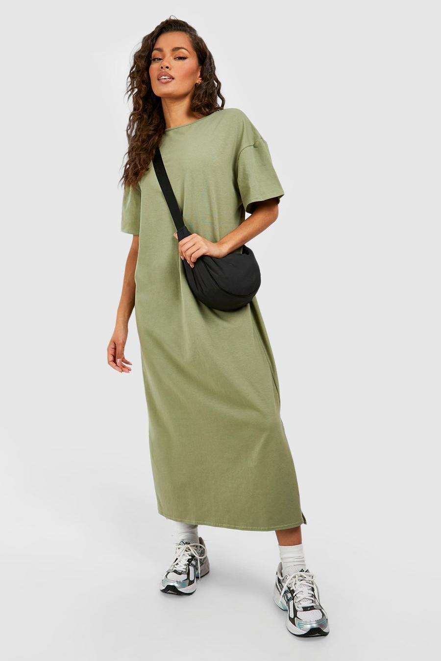 Oversize T-Shirt-Kleid, Khaki