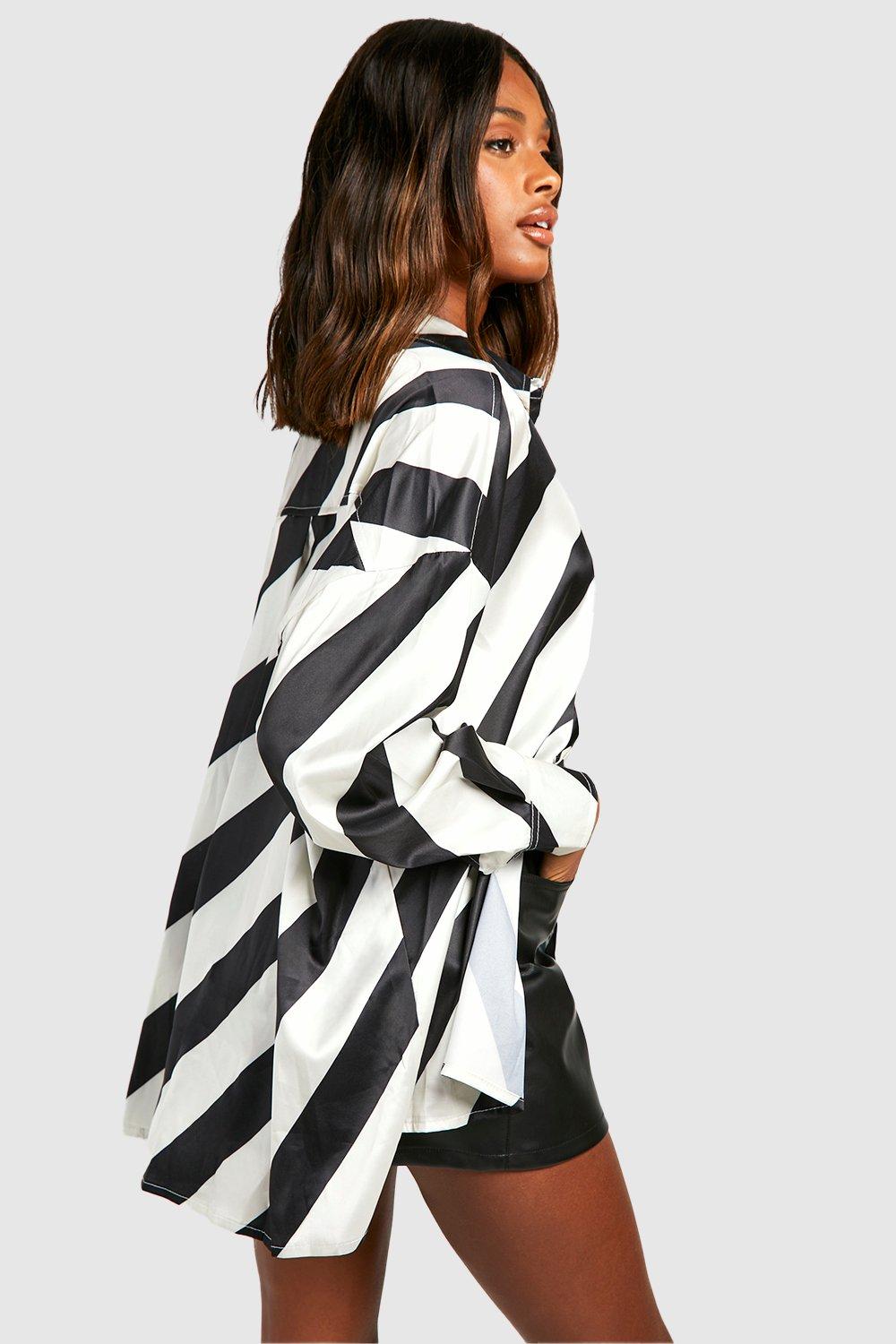 Camicia oversize a righe diagonali ampie