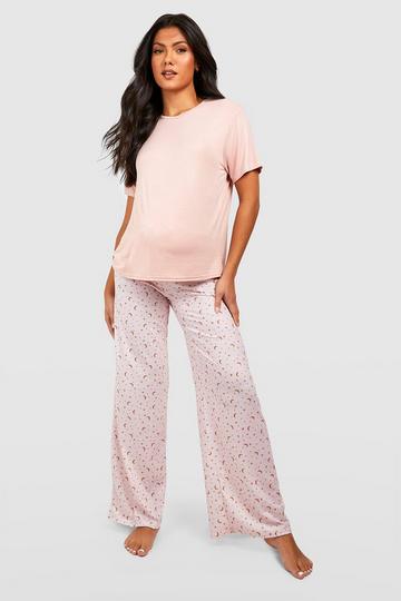 Maternity Star Print Pajama Set blush