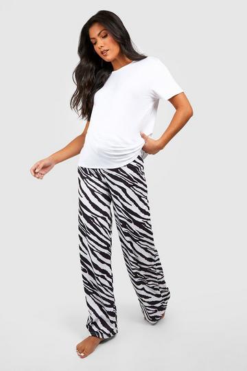 Maternity Zebra Print Pajama Set white