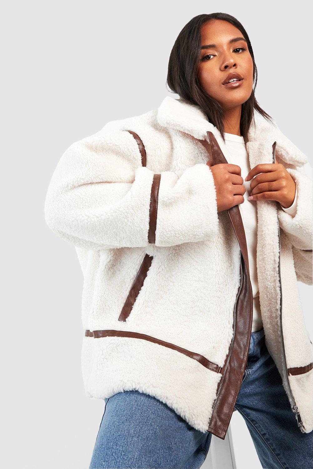 Boohoo faux fur hot sale aviator jacket