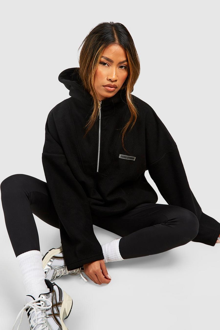 Black Dsgn Studio Oversize hoodie i polarfleece med kort dragkedja image number 1
