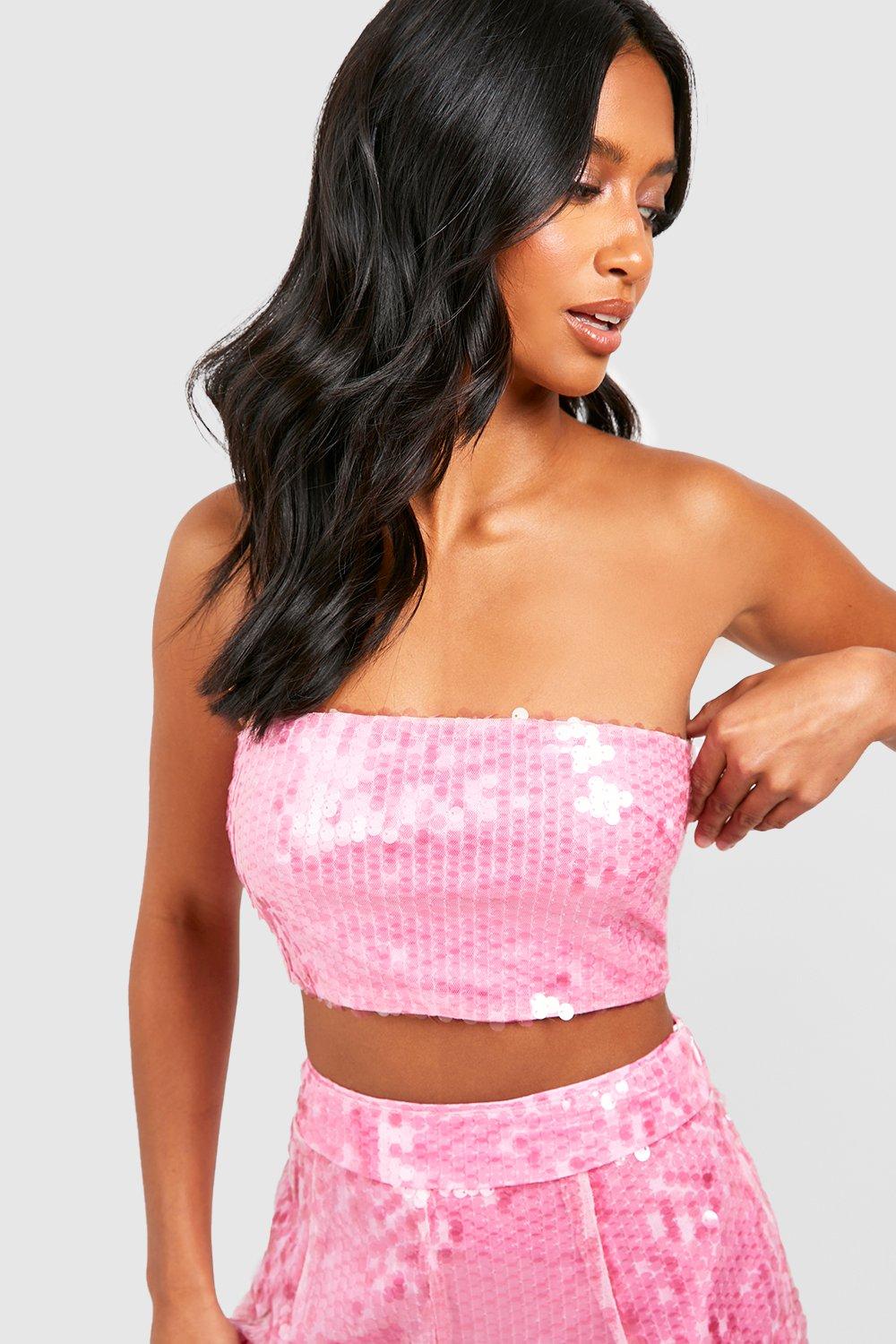 Strapless Crop Top Pink