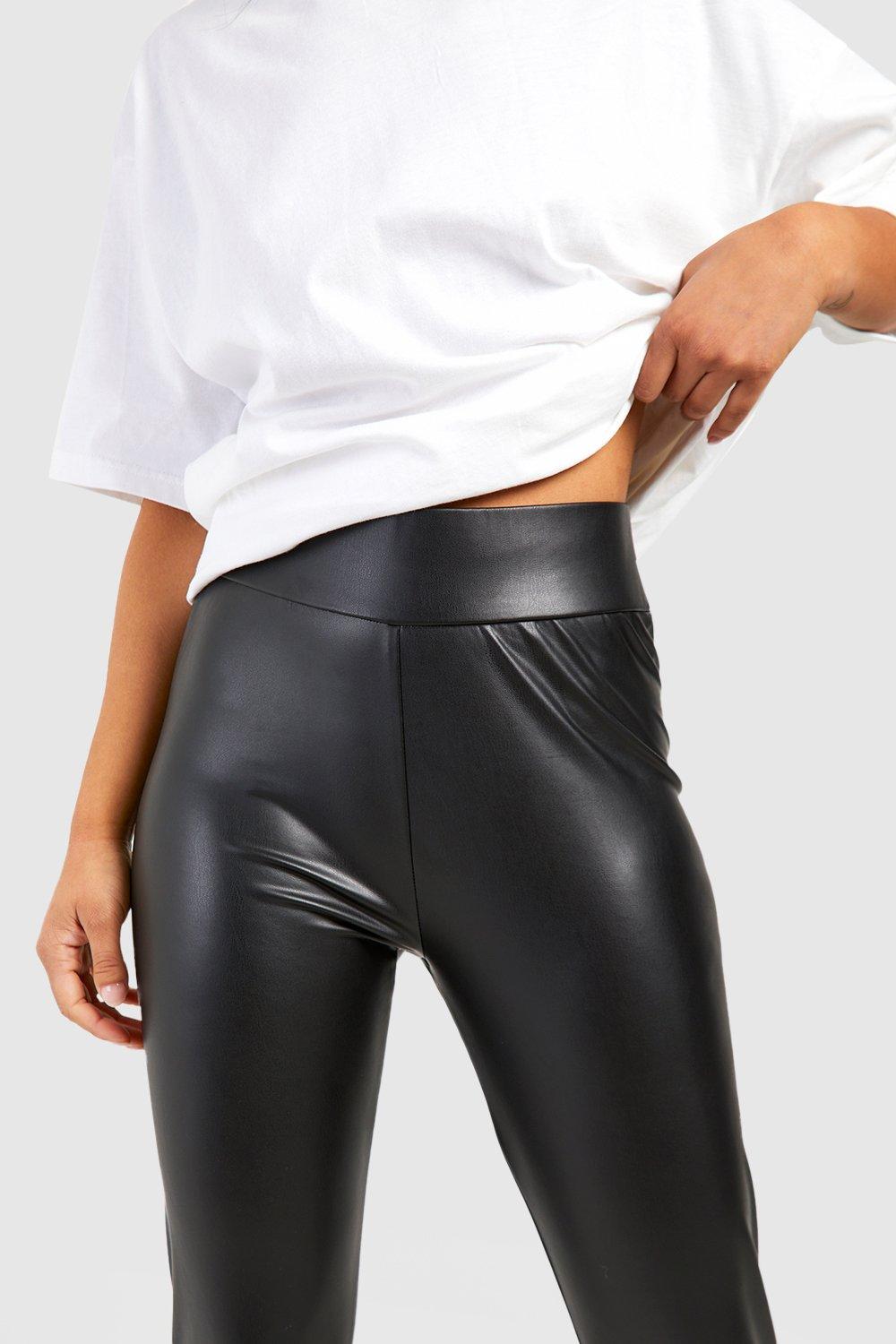 Petite black best sale leather leggings