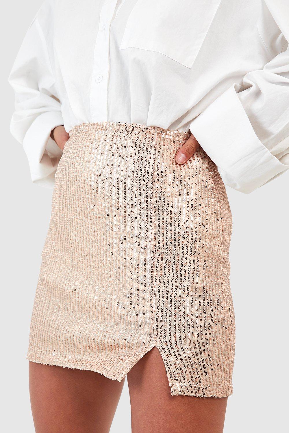 Gold sequin clearance skirt boohoo