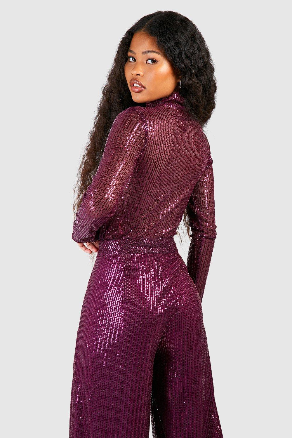 Purple sequin hot sale jumpsuit