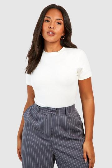 Plus Cotton Short Sleeve Fitted T-shirt ecru