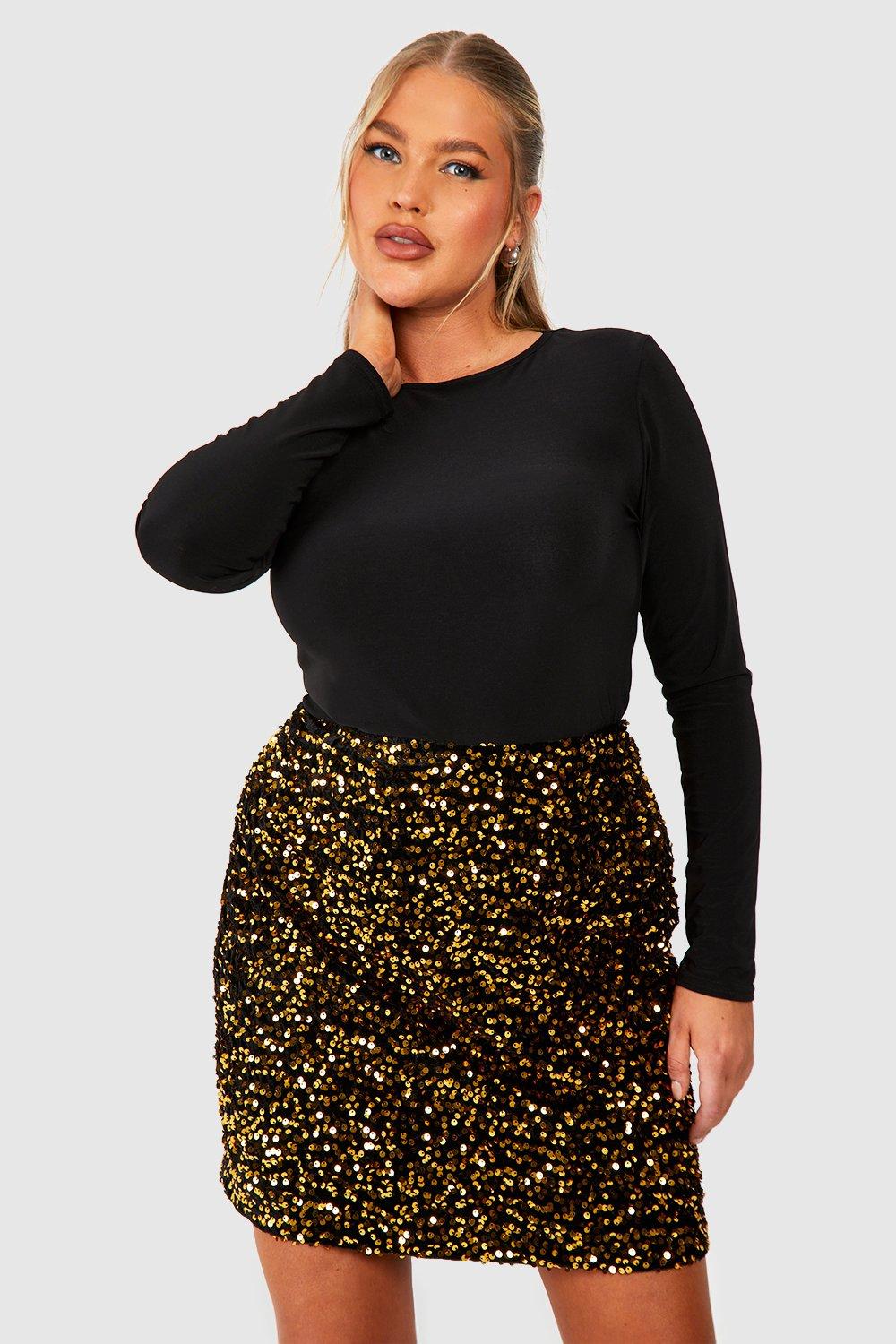 Gold Sequin Skirts boohoo UK