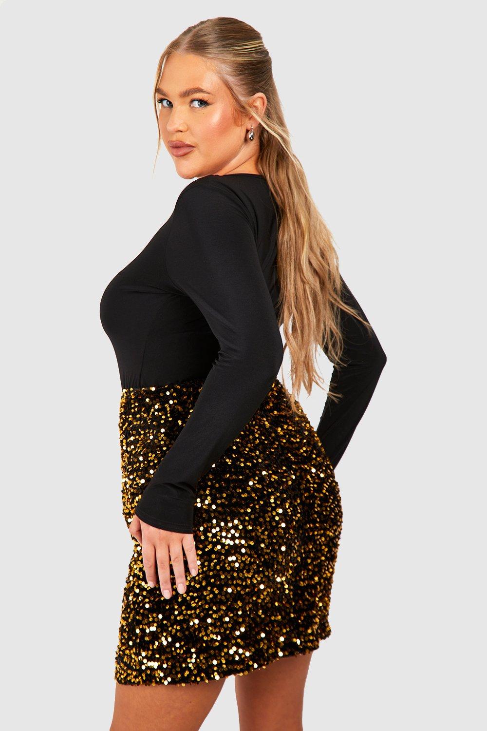 Gold sequin skirt boohoo best sale