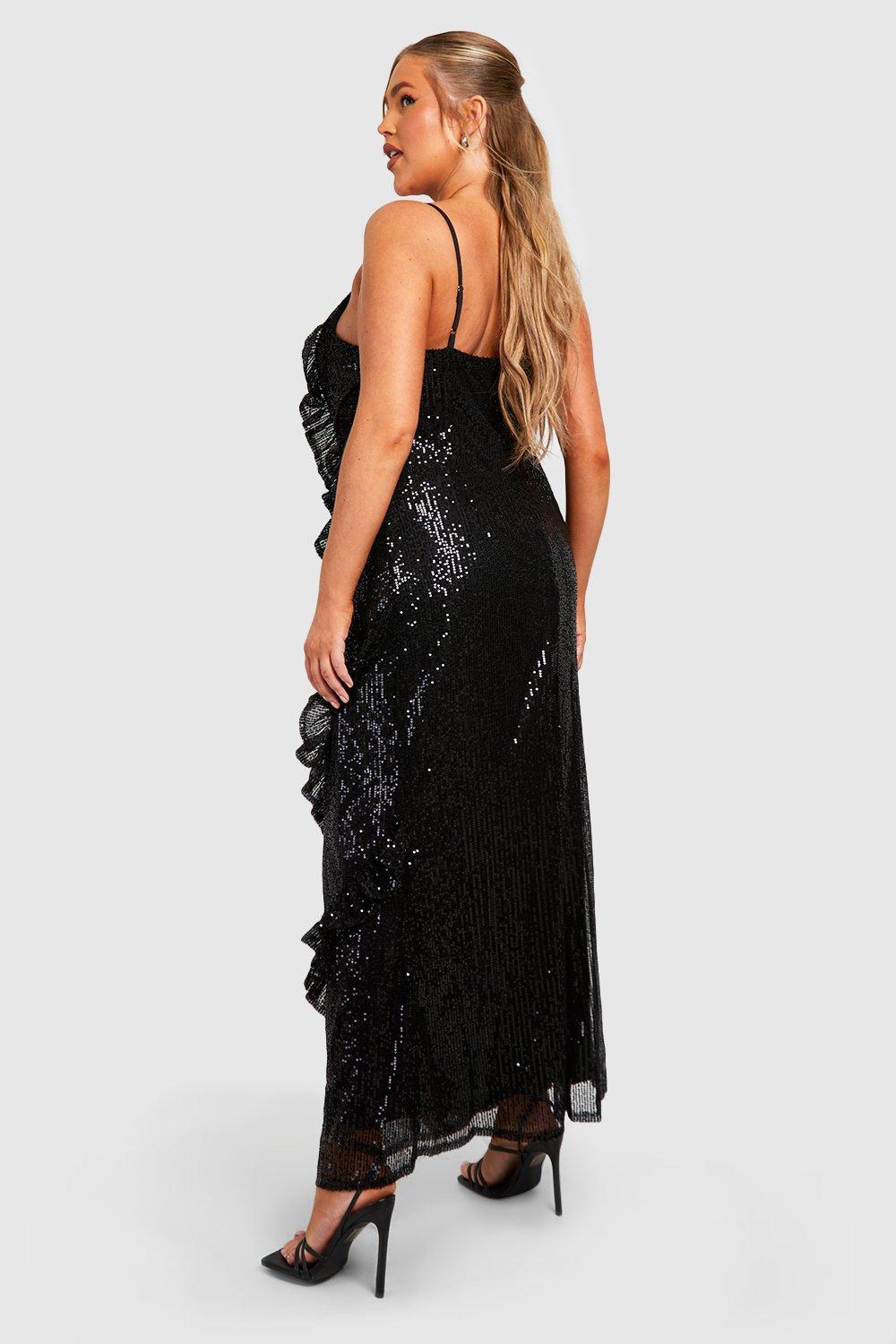 Plus Sequin Ruffle Maxi Dress boohoo NZ