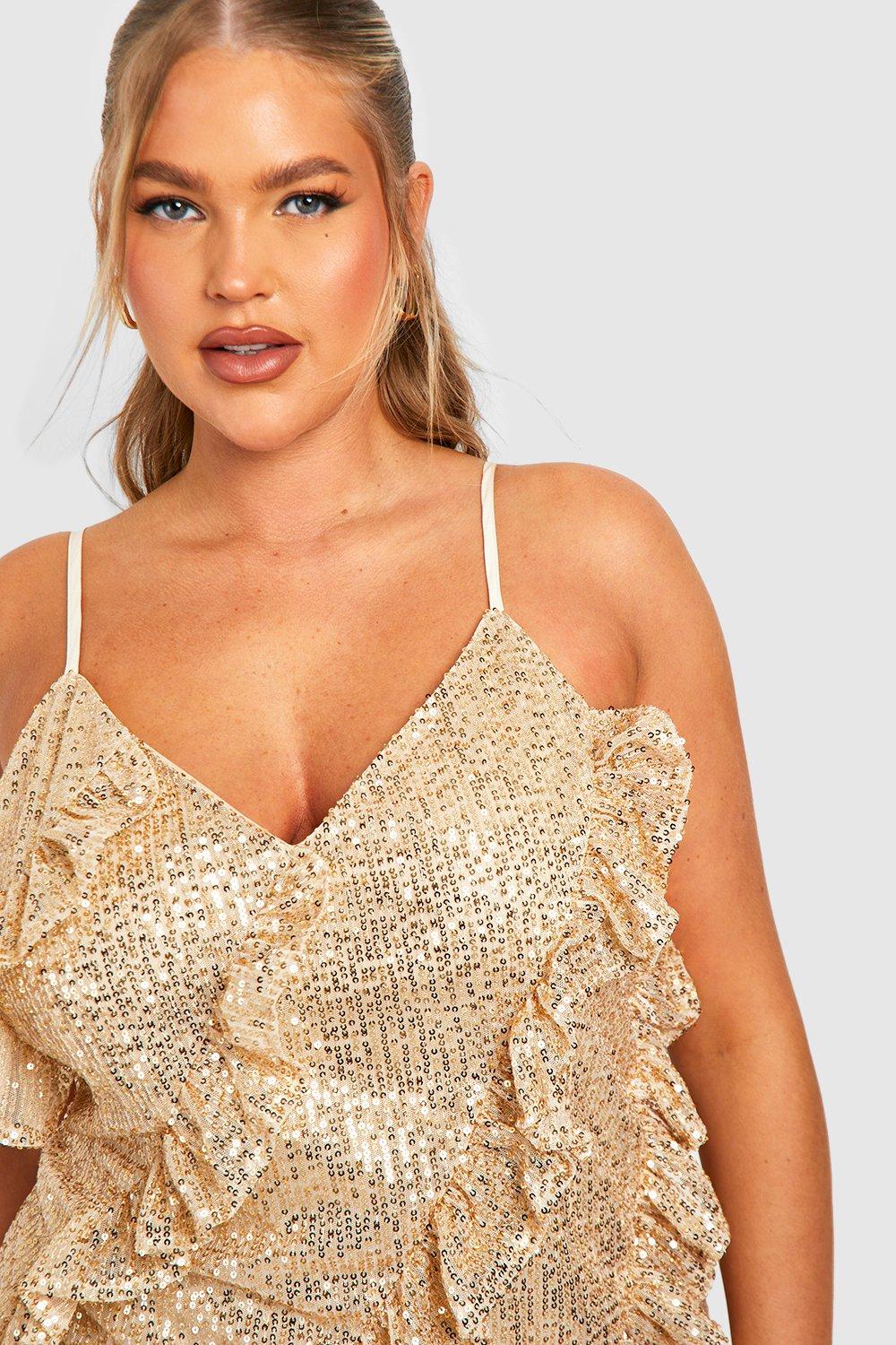 Boohoo plus sequin maxi dress best sale