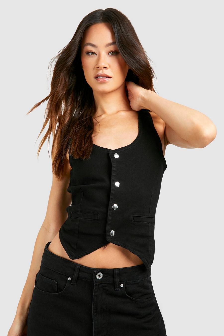 Black Tall Button Front Waistcoat image number 1