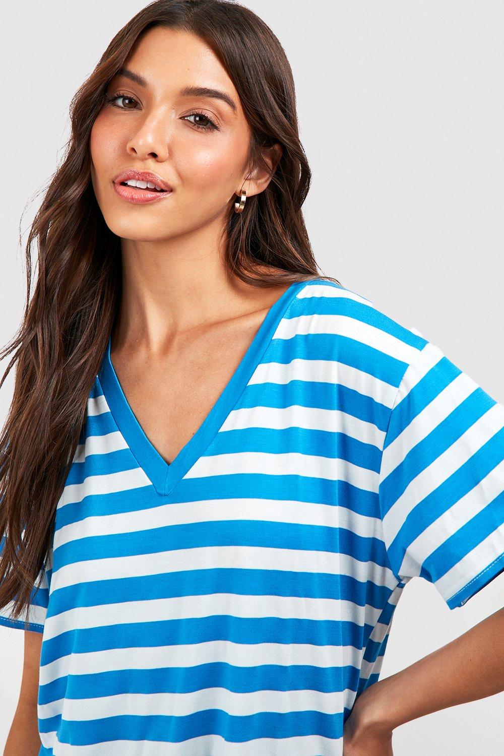 Oversized V-Neck Striped Tunic Oversized V-Neck Striped Tunic