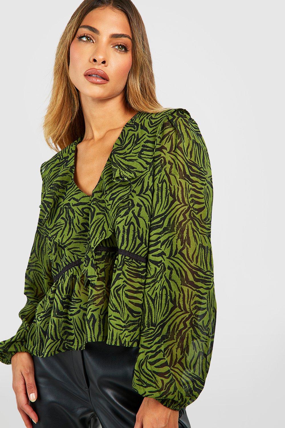 Boohoo animal hot sale print blouse