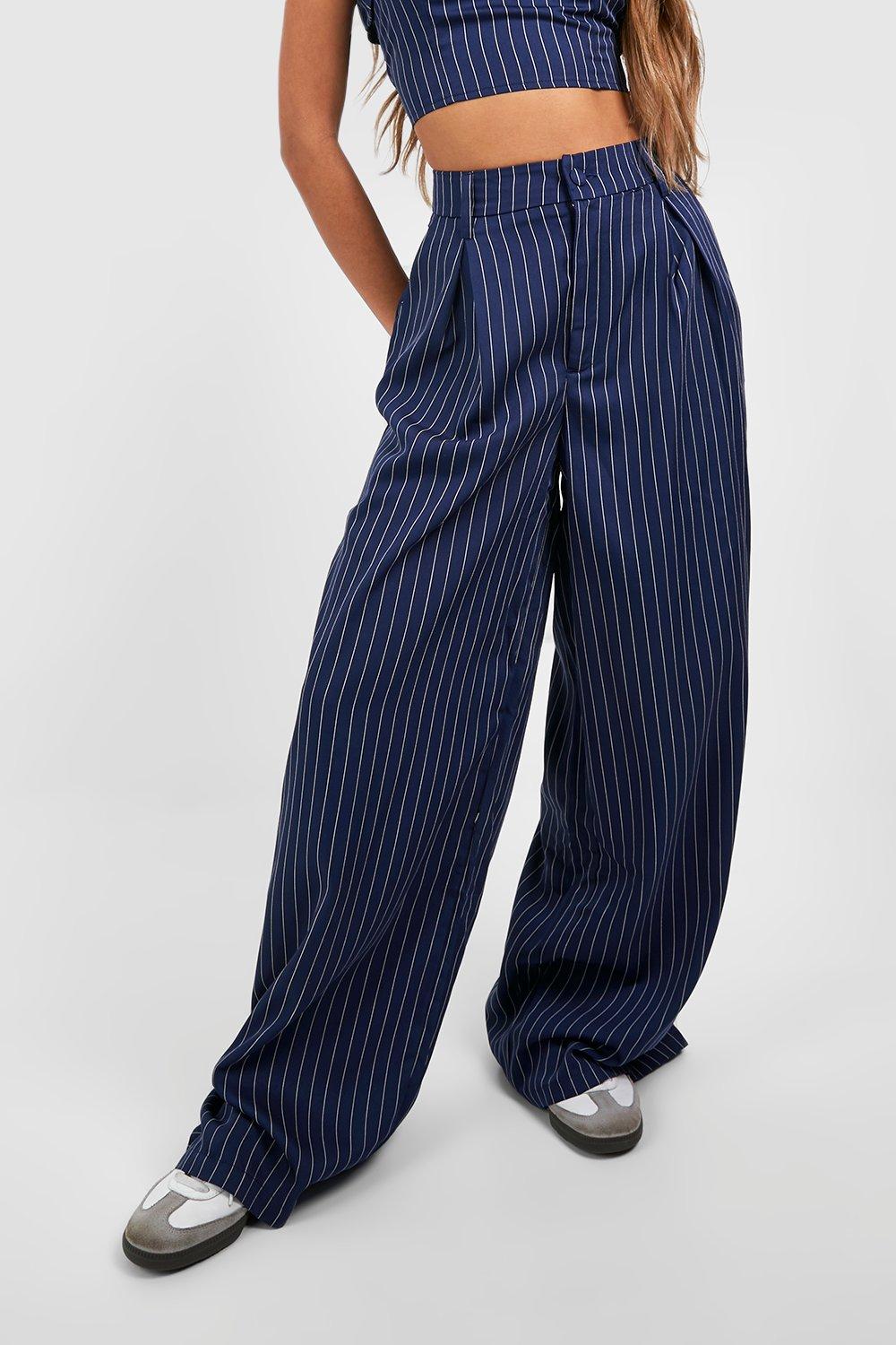 Pinstripe wide outlet leg pants