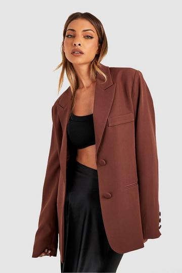 Single Breasted Relaxed Fit Tailored Blazer chocolate