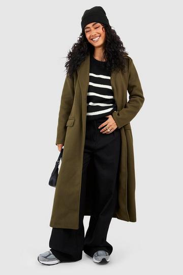 Oversized Maxi Wool Look Belted Coat khaki