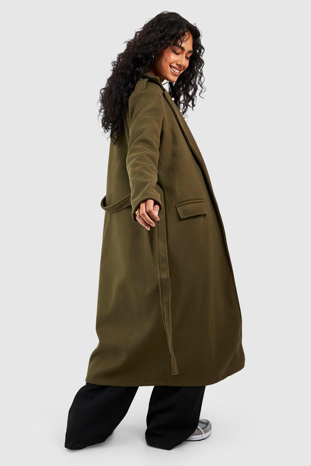 Oversized Maxi Wool Look Belted Coat boohoo