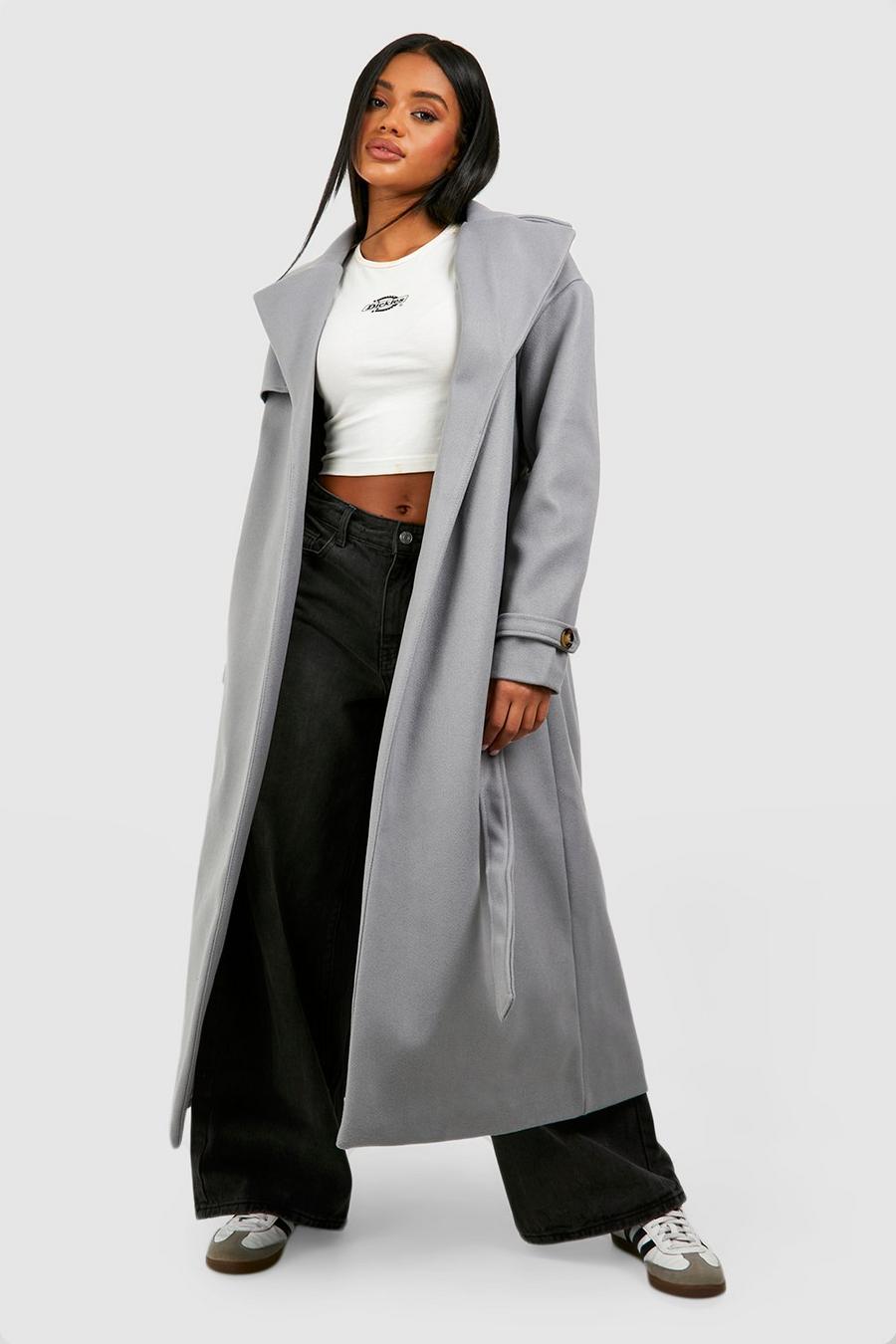 Slate blue Wool Look Oversized Trench Coat image number 1