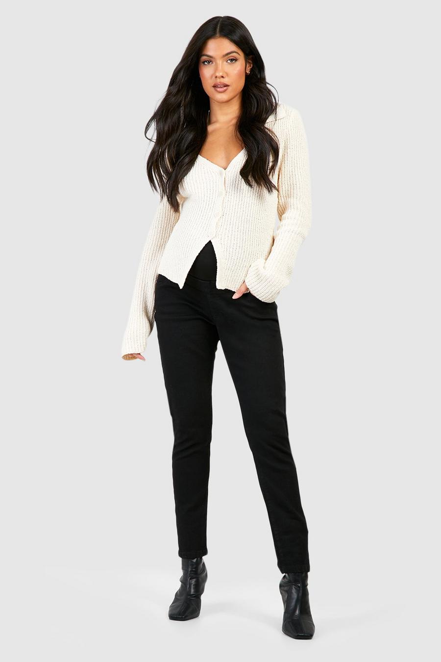 Black Mammakläder Skinny jeans med hög midja image number 1