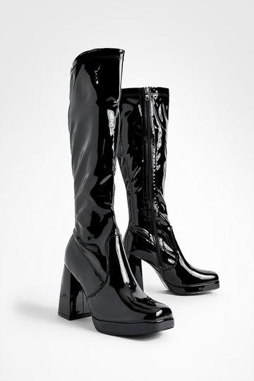 Knee High Platform Boots black