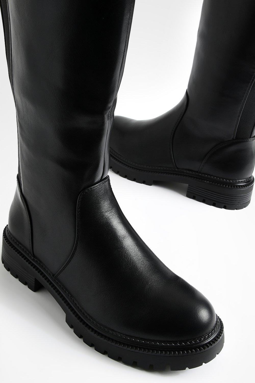 Womens flat knee sale high boots uk