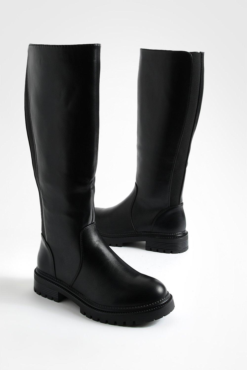 Flat knee length store boots uk