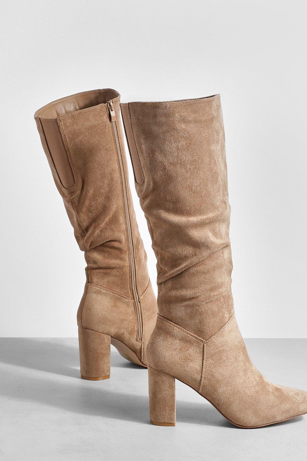 Taupe suede slouch boots deals