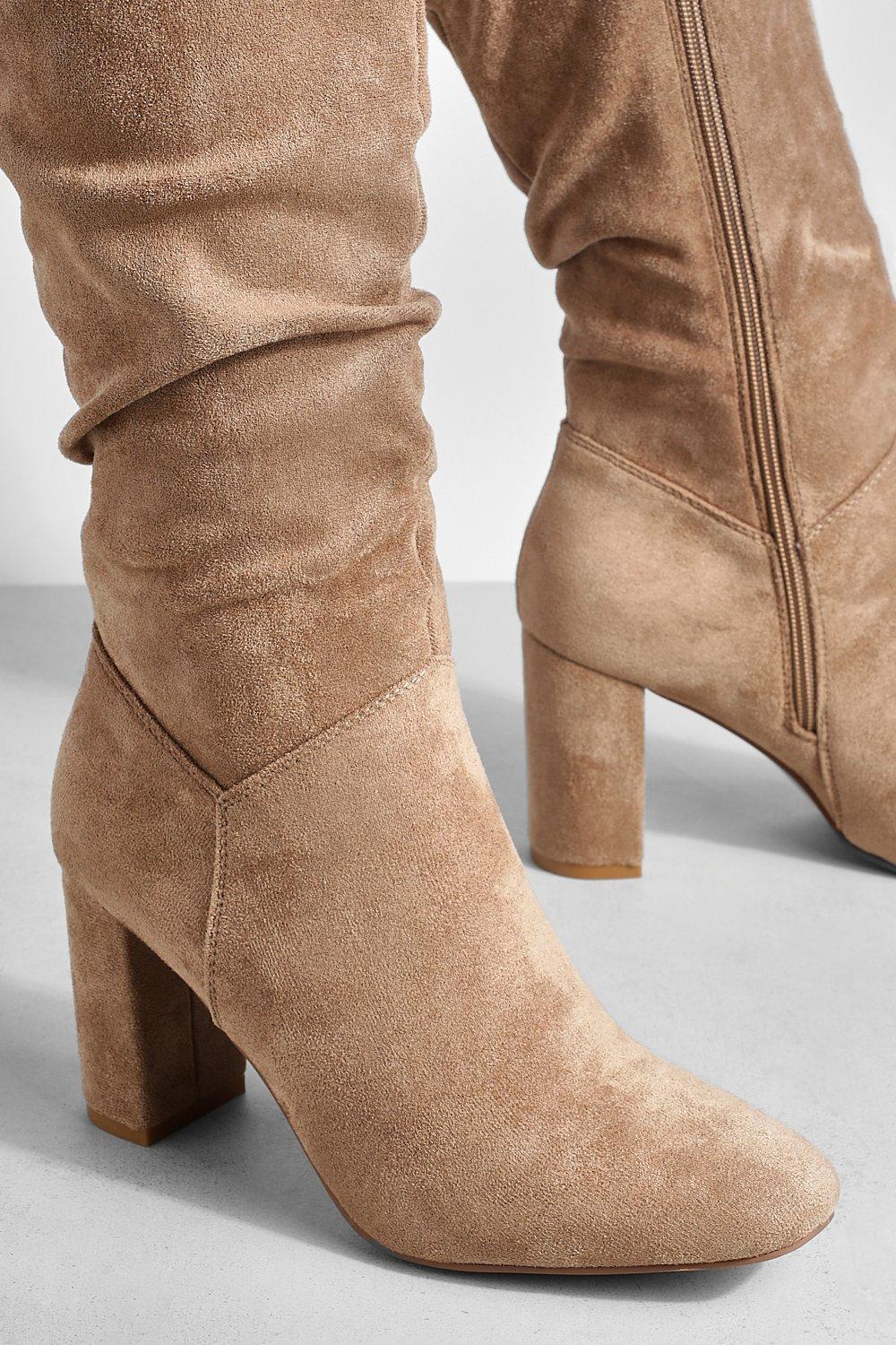 Tan slouchy shop knee high boots