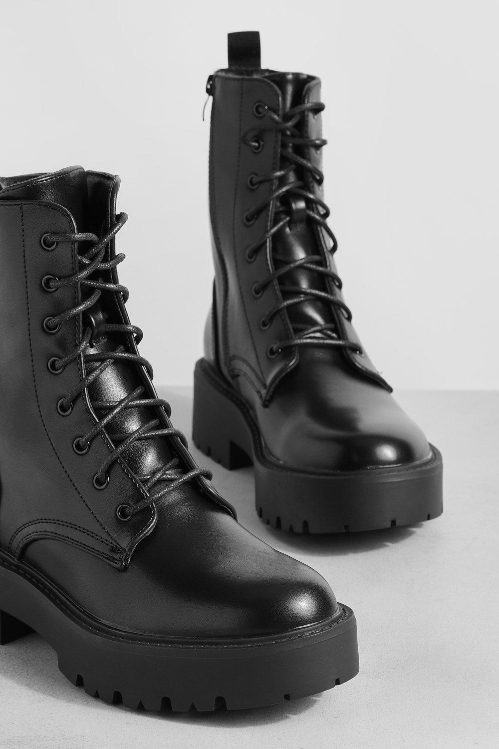 Black chunky hotsell lace boots