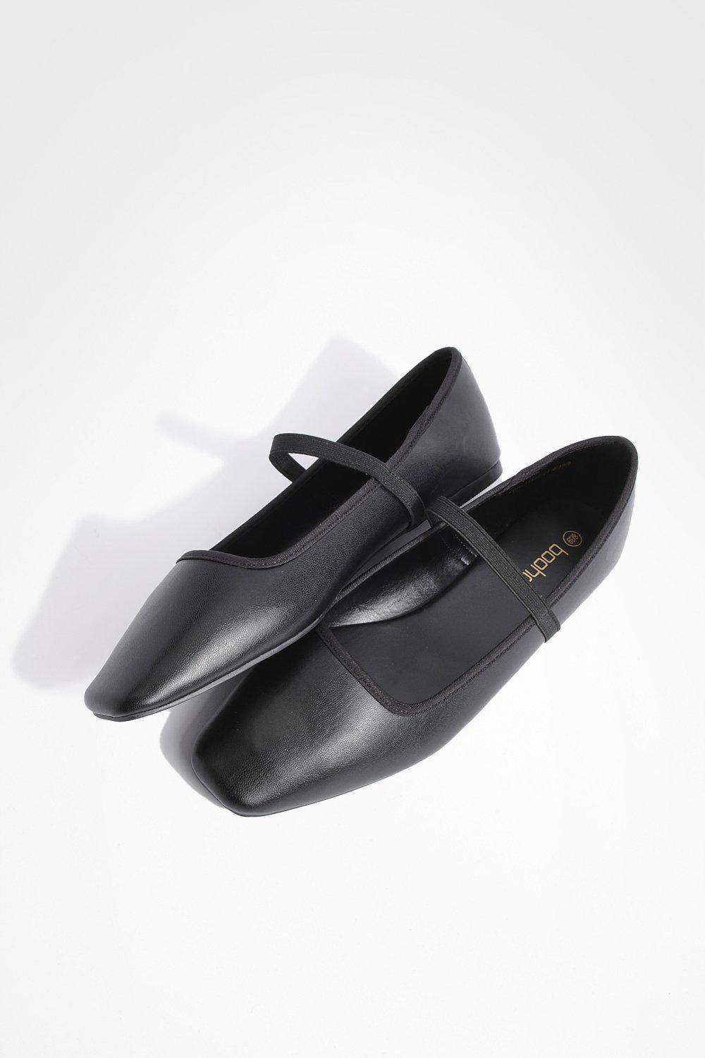 Black square toe store flats