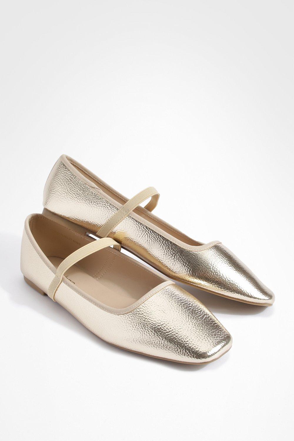 Metallic gold ballet flats on sale womens