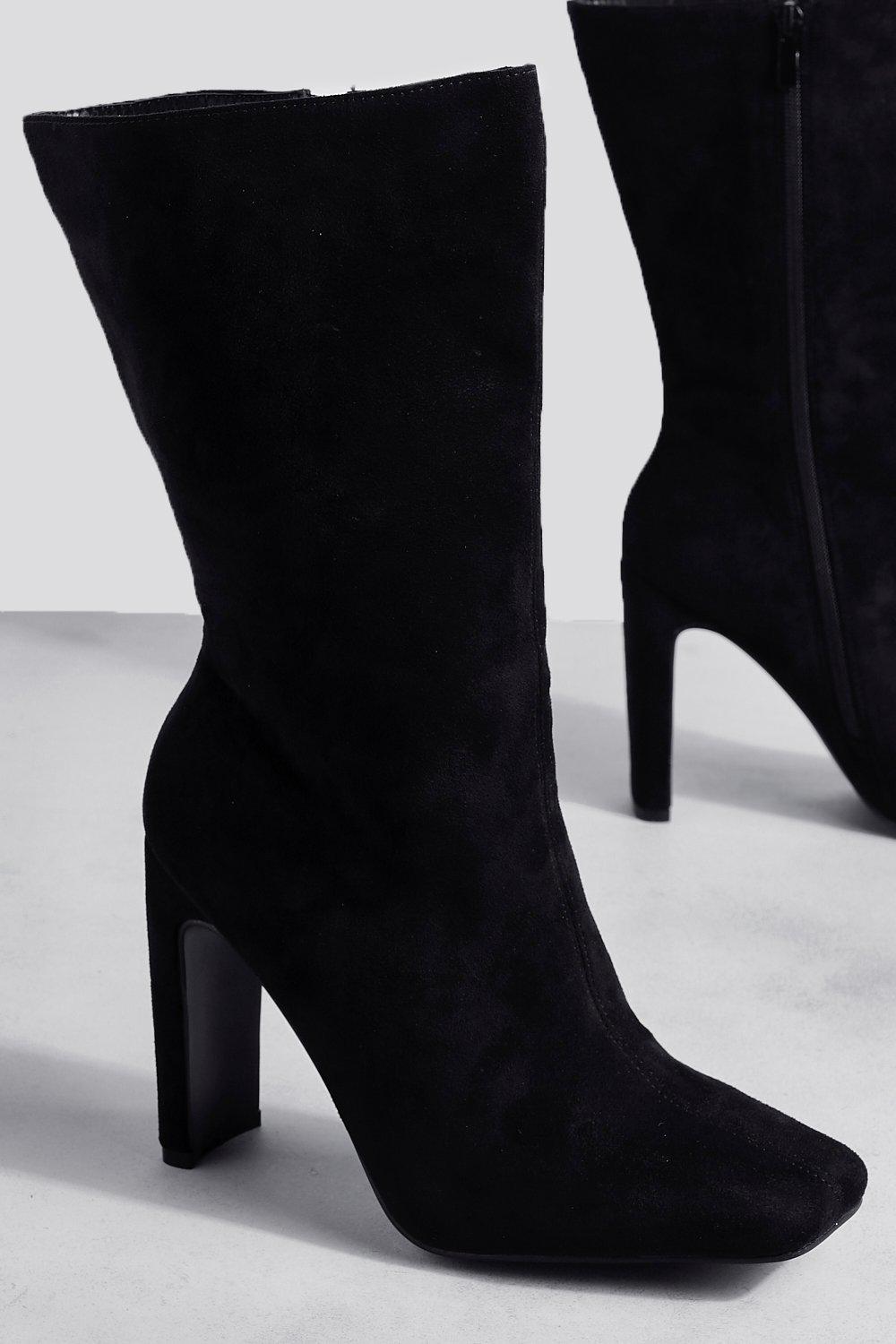 Black suede 2024 calf boots