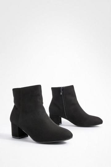 Wide Width Block Heel Faux Suede Ankle Boots