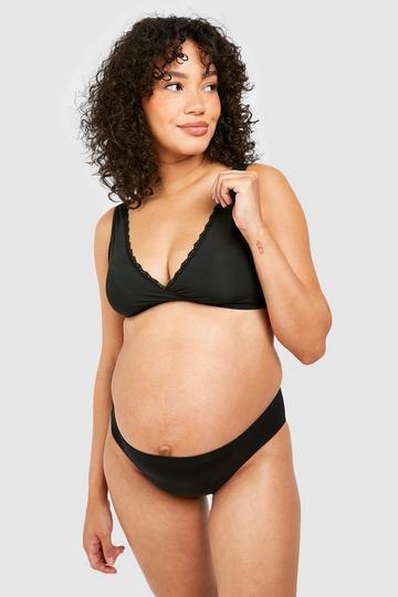 Maternity Lace Trim Nursing Bra black