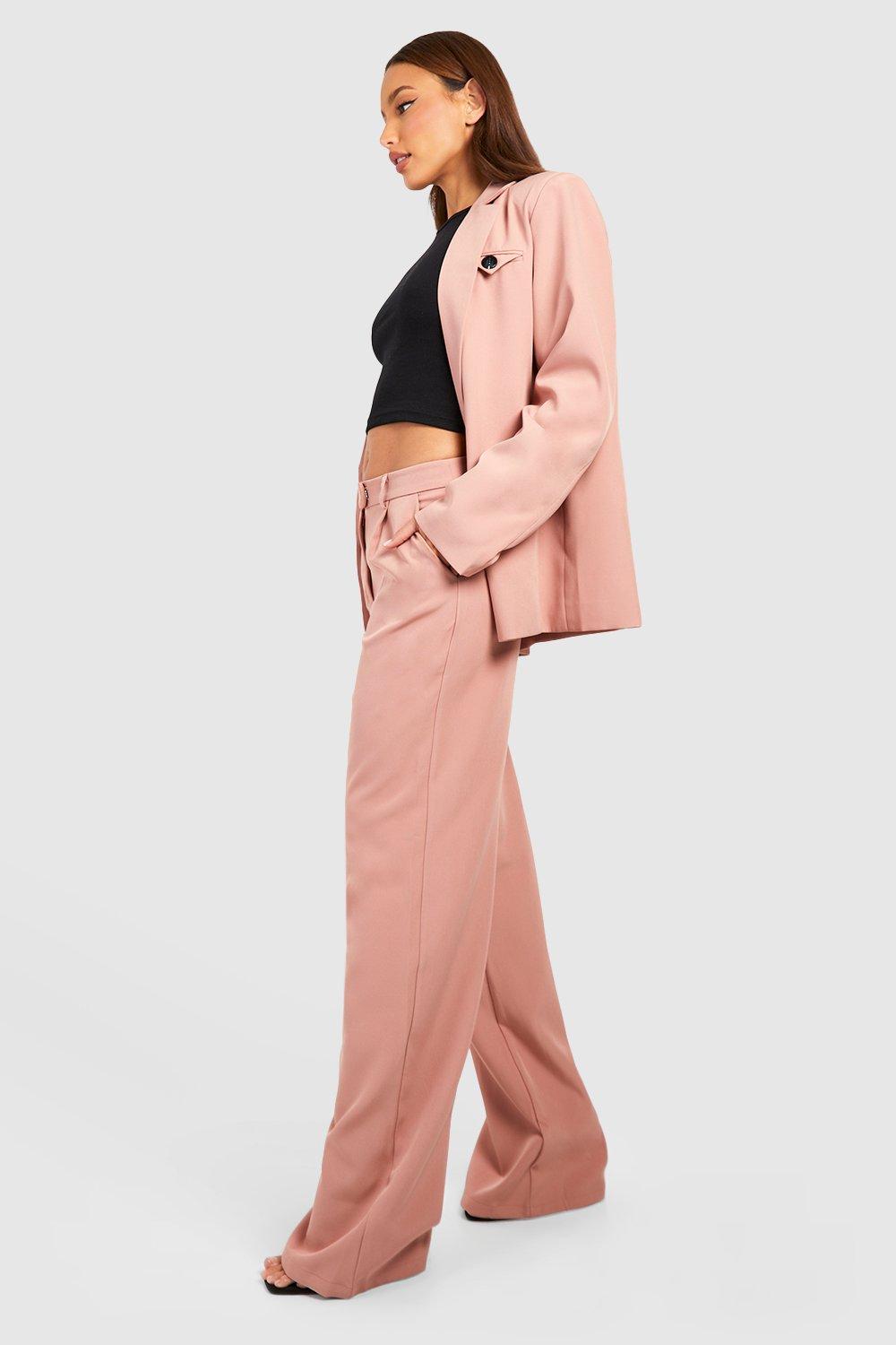 ASOS LUXE tailored wide leg pants and vest set in pink