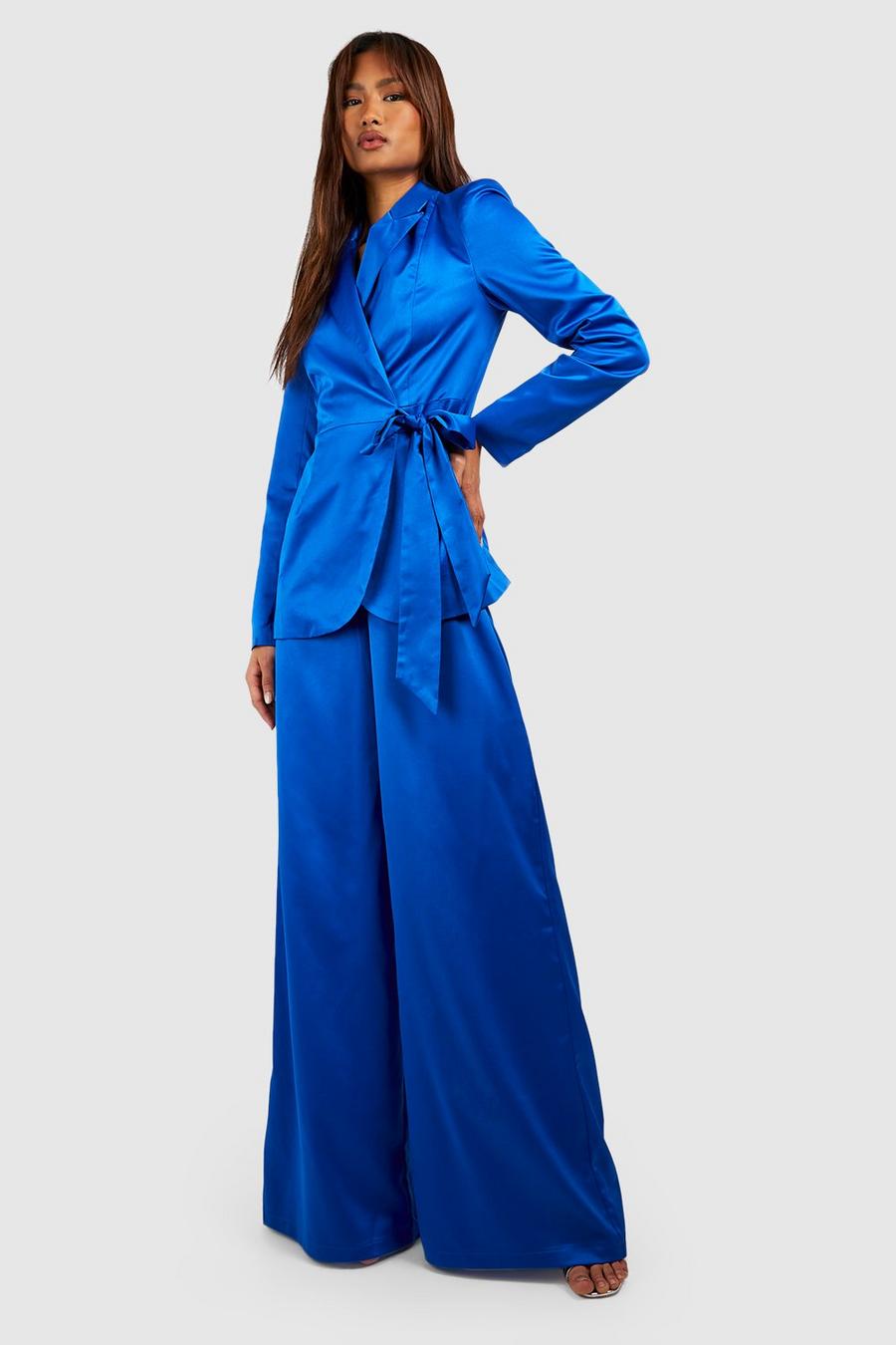 Cobalt Tall Satin Wide Leg Trousers image number 1