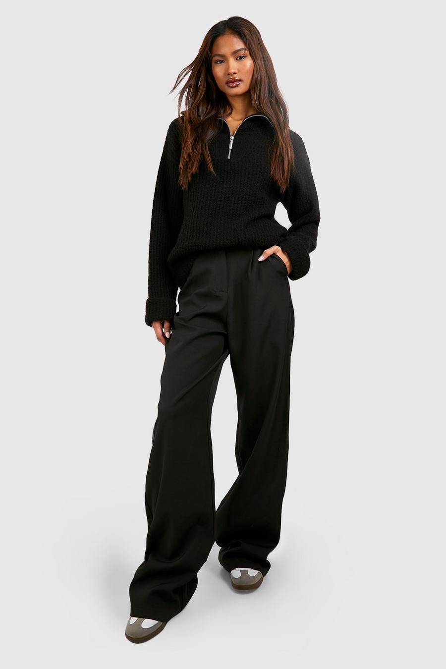 Black negro Tall Tailored Wide Leg Trousers