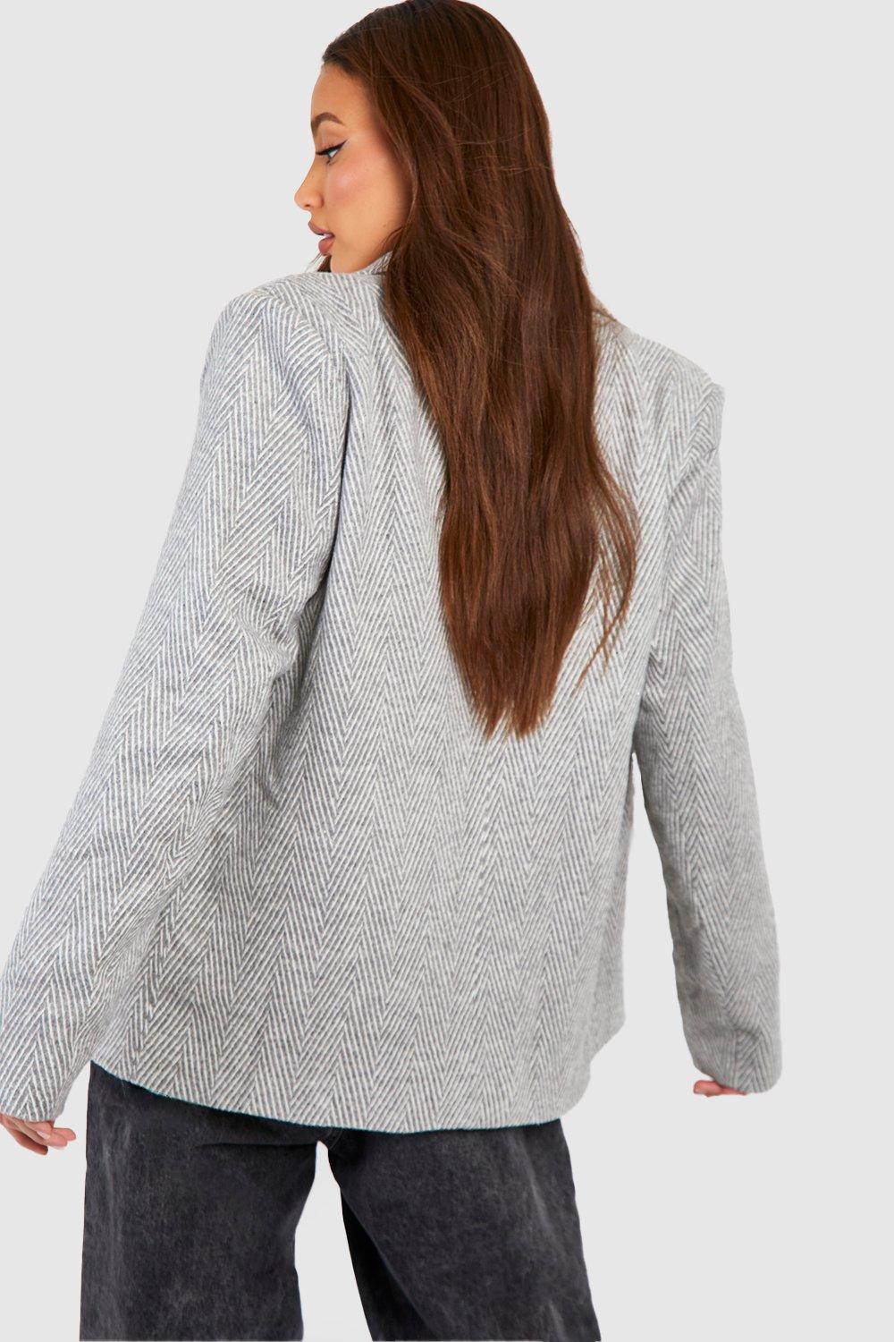 Oversized clearance herringbone blazer