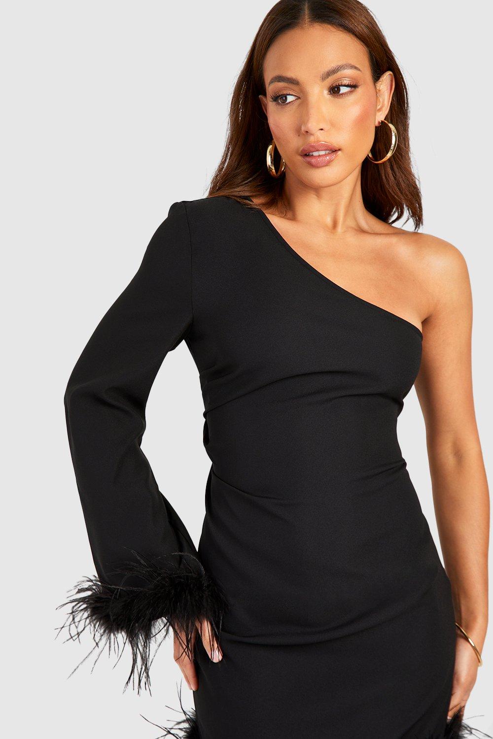 Boohoo black one shoulder hot sale dress