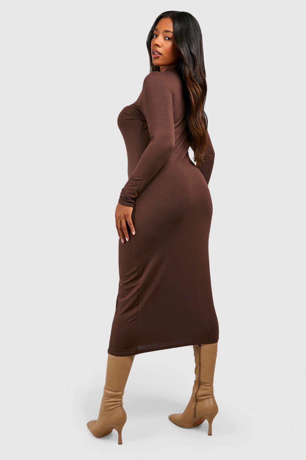 Grande taille Robe mi longue col montant