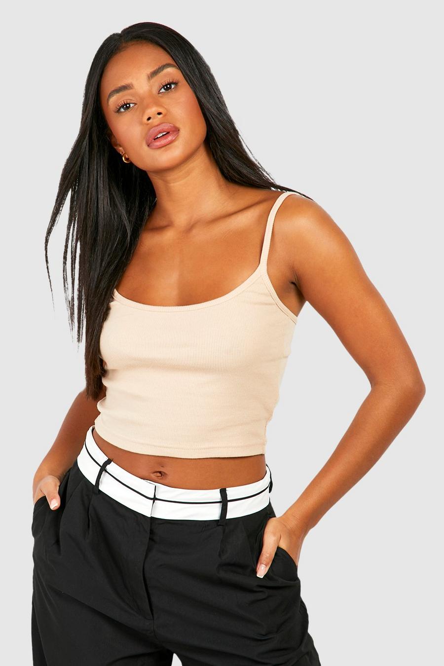 Stone Basic Rib Strappy Tank Top image number 1