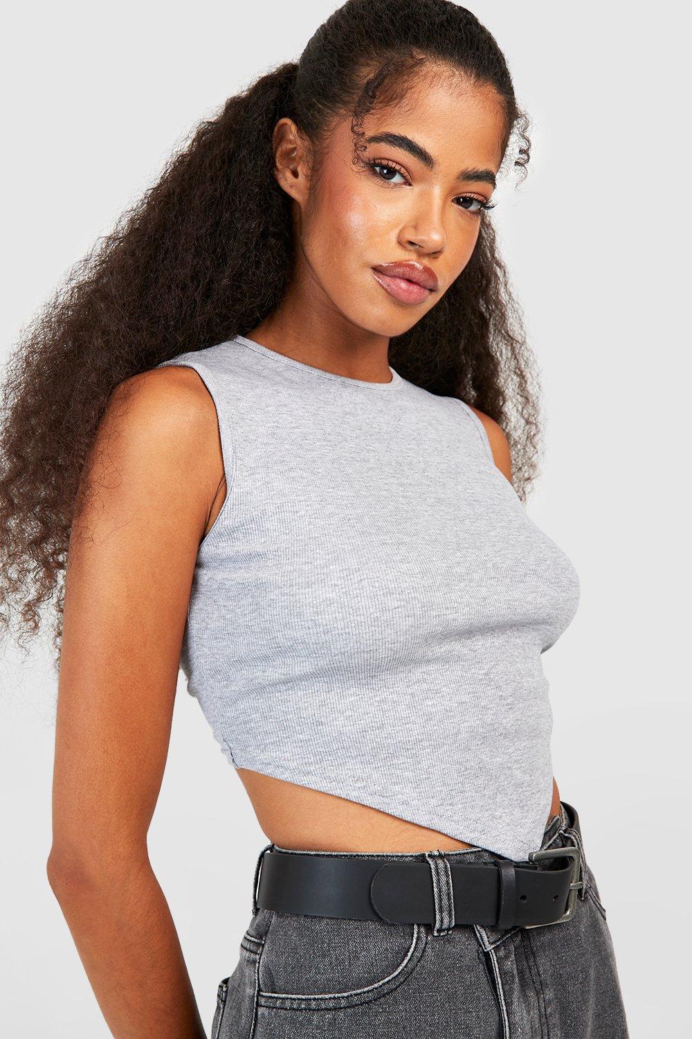 V Hem Rib Crop Top