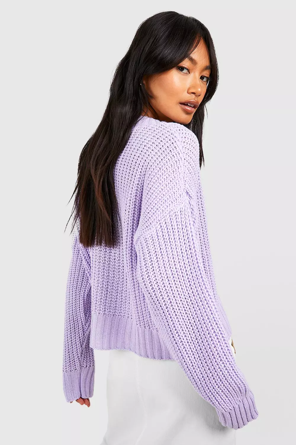 Lilac Button Through Crop Cardigan alternative image