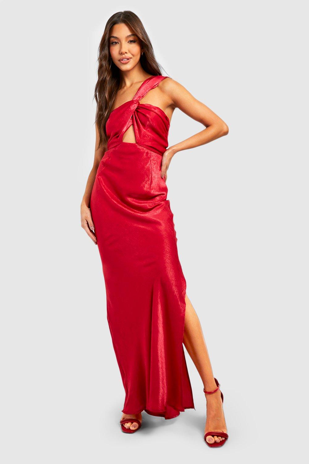 Vestido de raso discount rojo